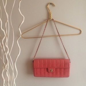 CHANEL LAMBSKIN CORAL CHOCOLATE BAR PURSE